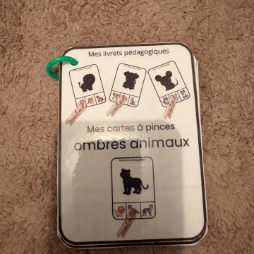 Les Cartes à pinces  ombres animaux 