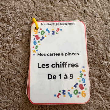 Les Cartes à pinces de chiffres de 1 à 9